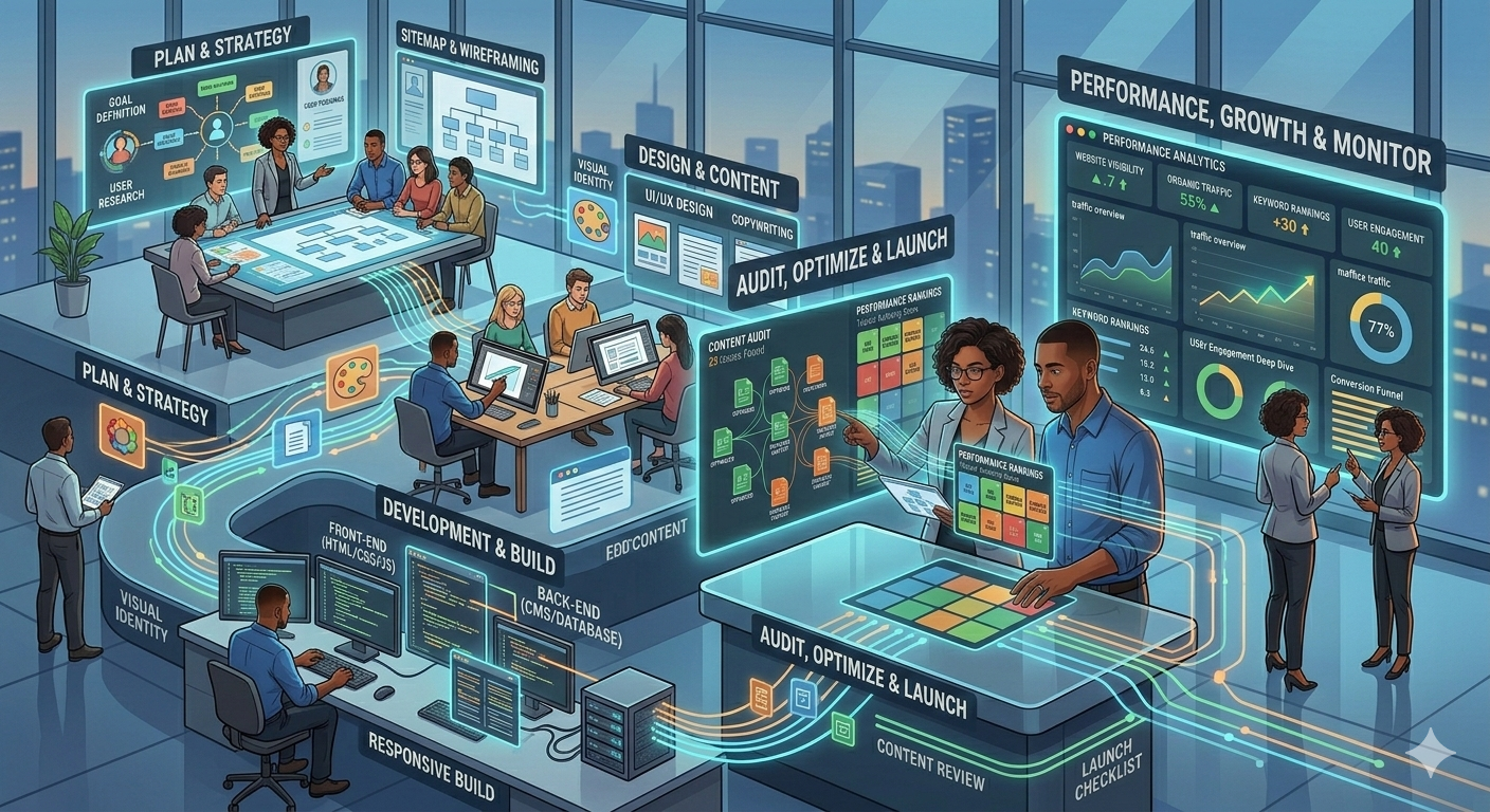 whole process of a website in a image